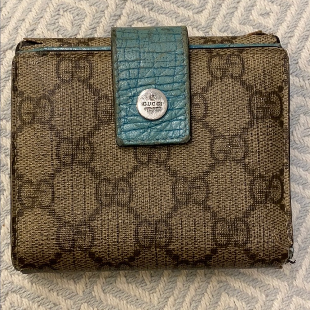 Gucci GG Logo Monogram Leather Canvas Wallet